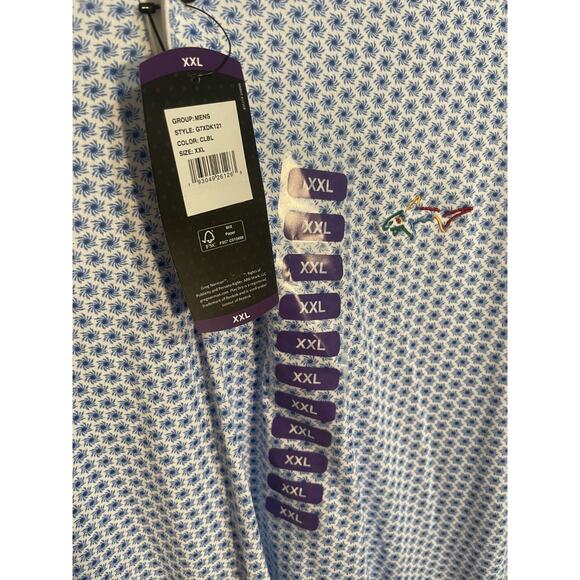 NWT Greg Norman Blue Floral Soft Touch Poly/Pima Cotton Polo Shirt XXL - Picture 4 of 7